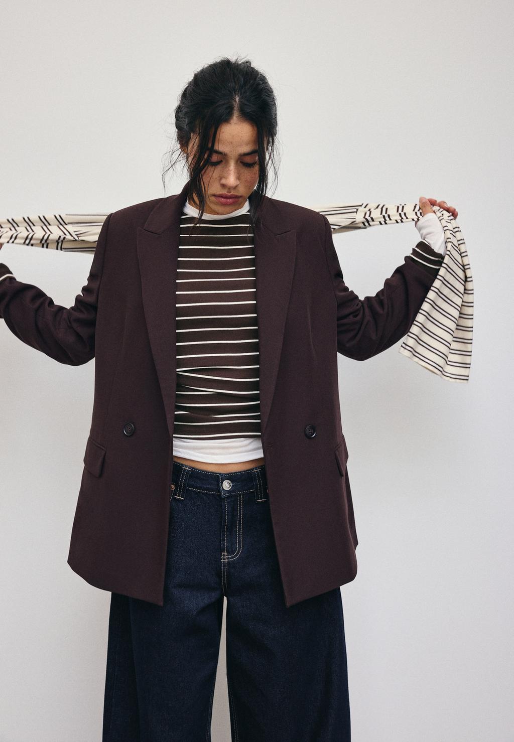 Stradivarius Düz düyməli blazer