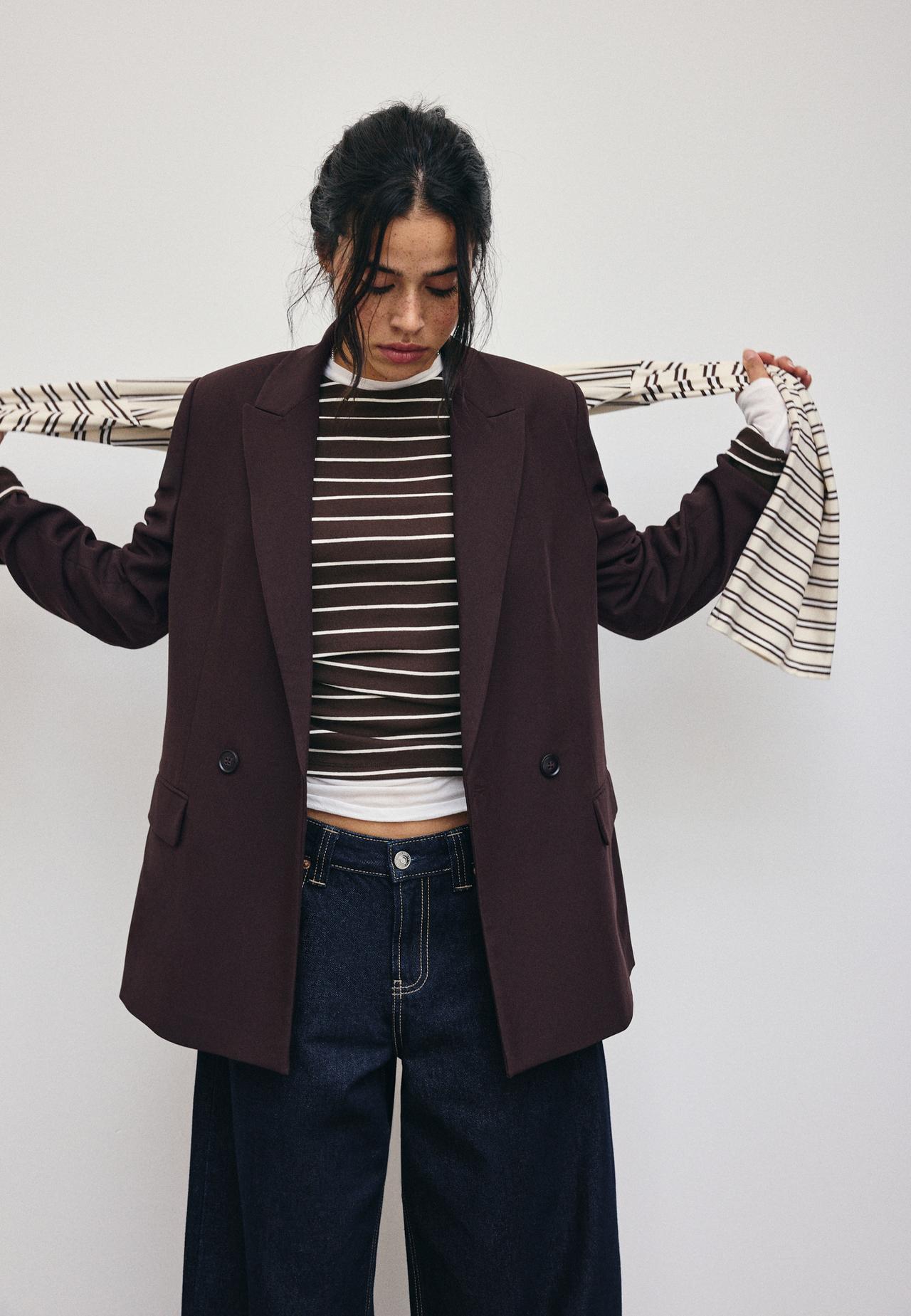 Straight buttoned blazer — Brown