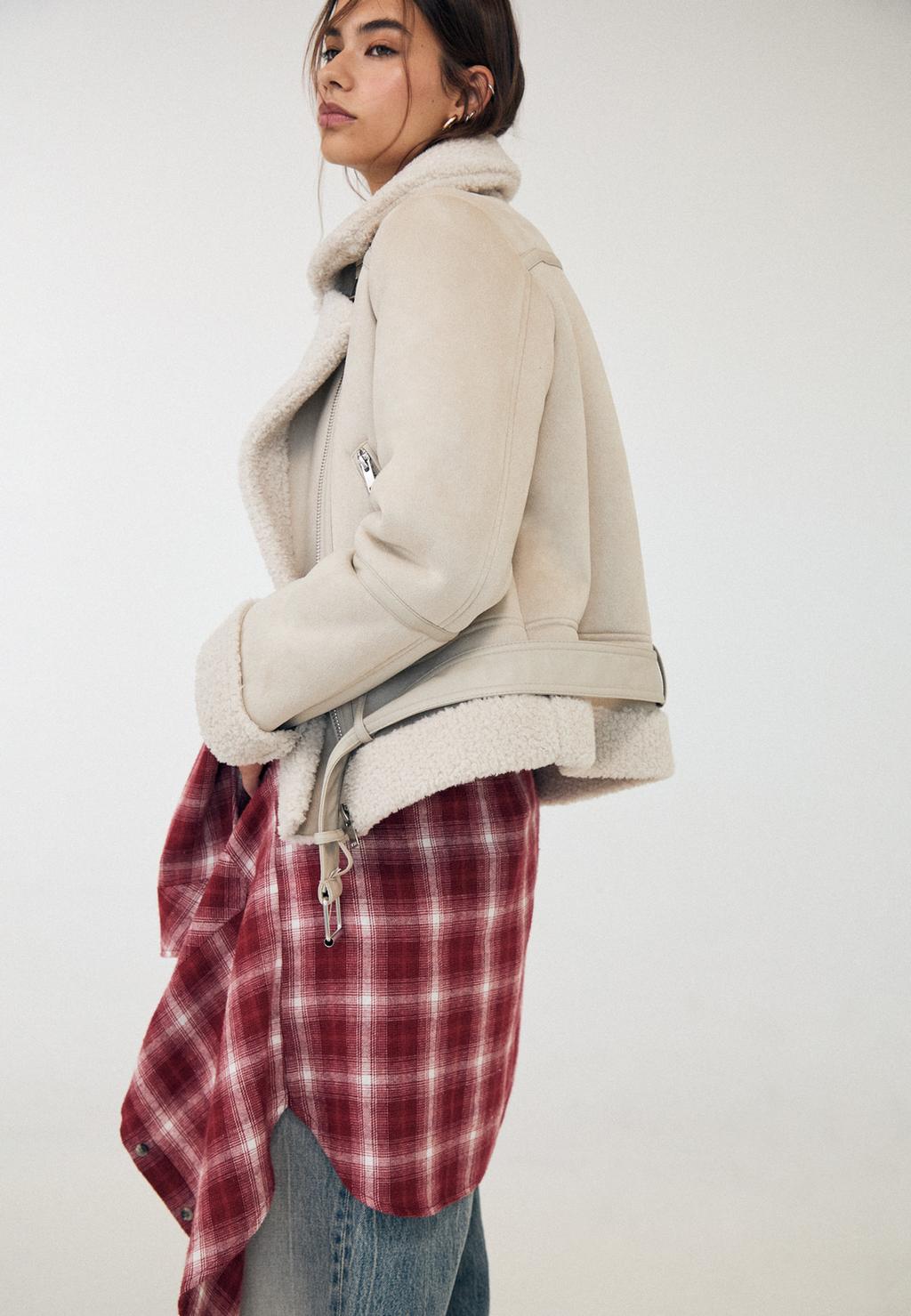 Cazadora biker doble faz efecto ante