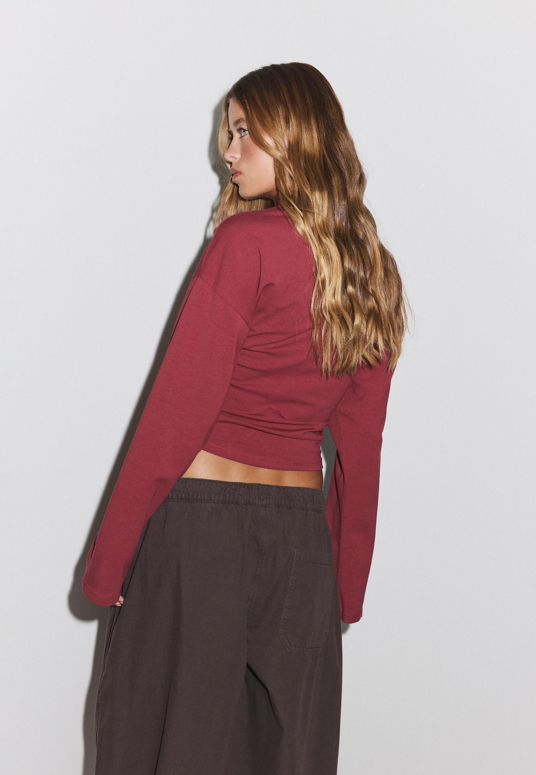 Kimono sleeve T-shirt — Dark red