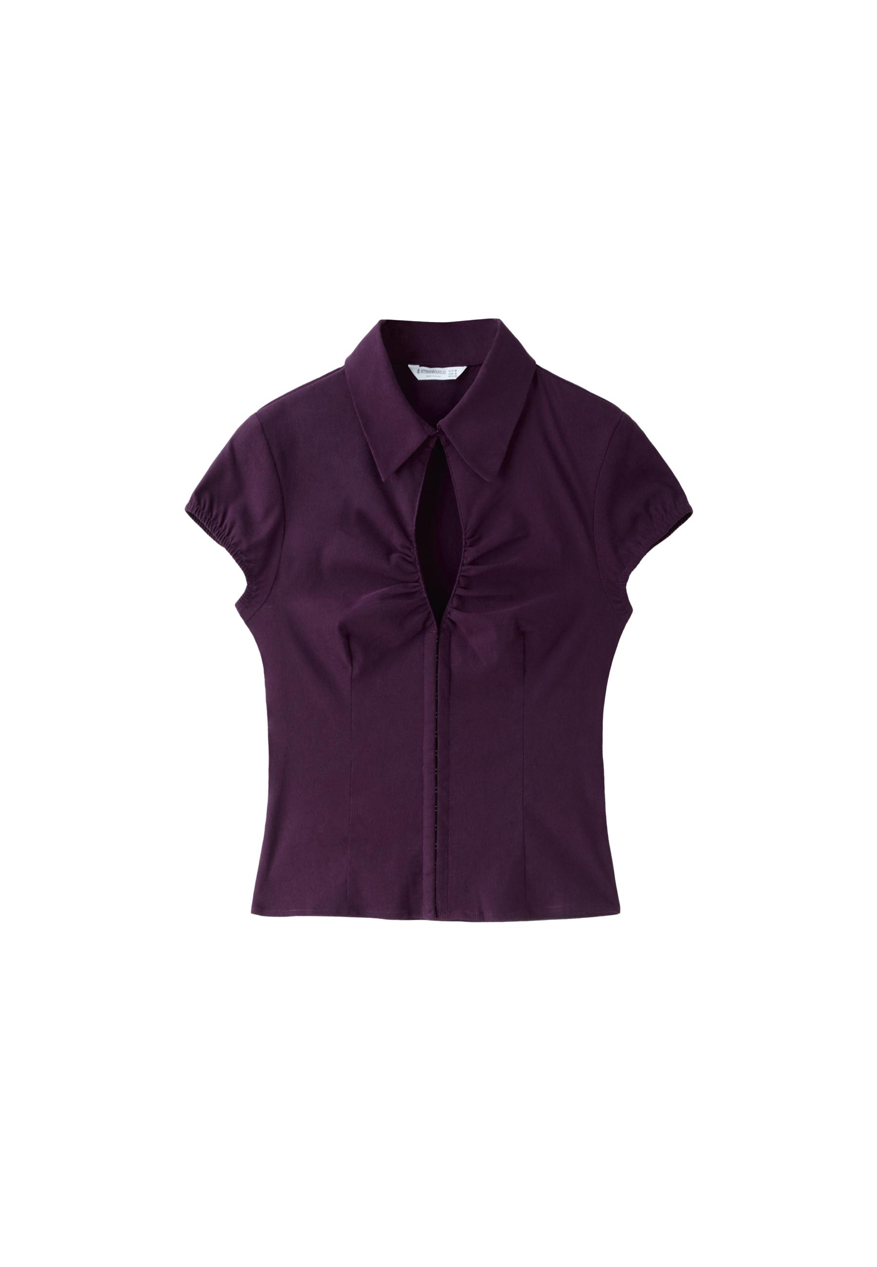 Cut-out short sleeve shirt — Purple