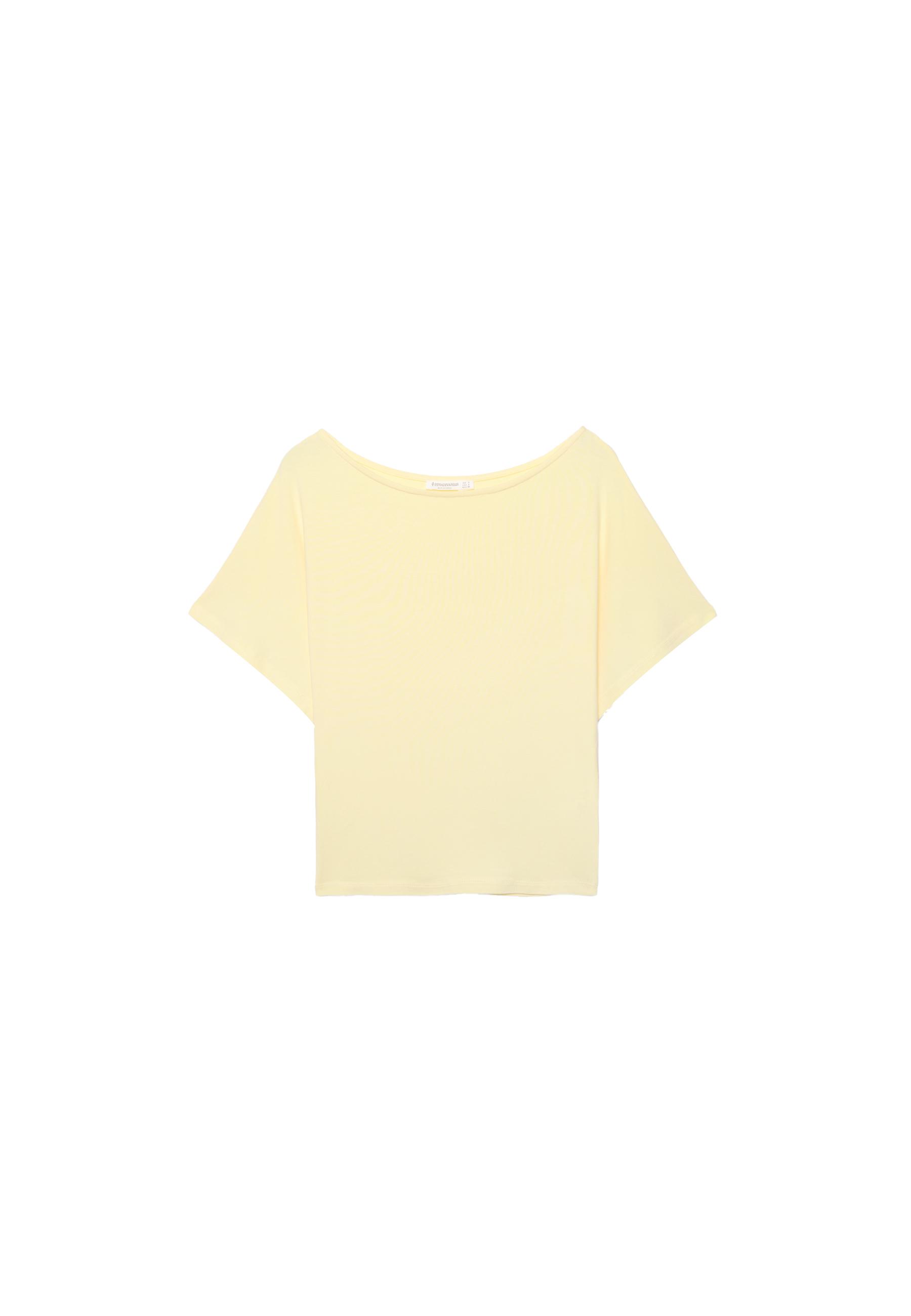 Short sleeve boat neck T-shirt — Pastel yellow