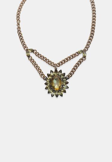 Jewelled chain necklace — Khaki 2