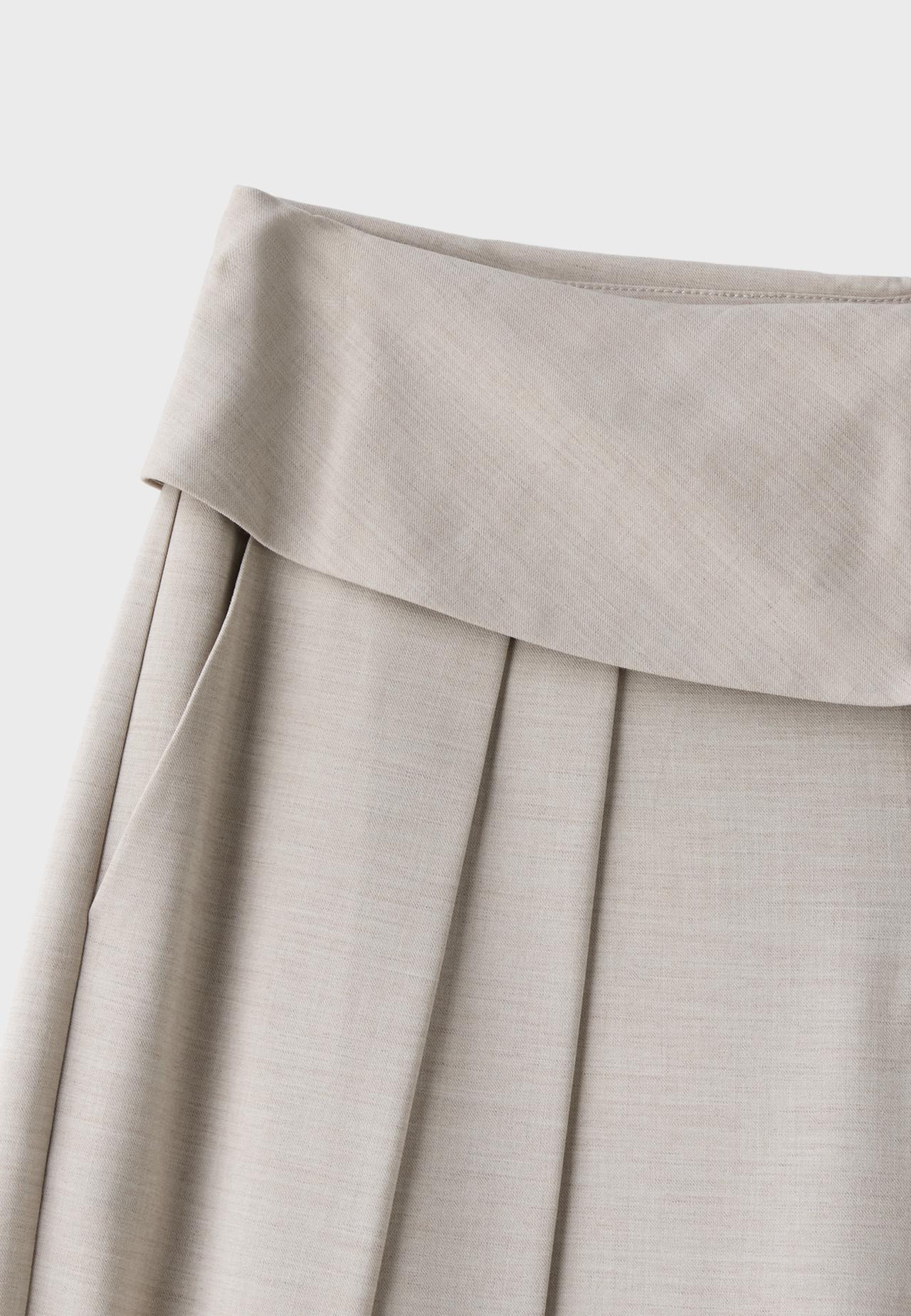 Turn-up waist smart trousers — Beige