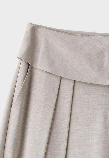 Turn-up waist smart trousers — Beige 9