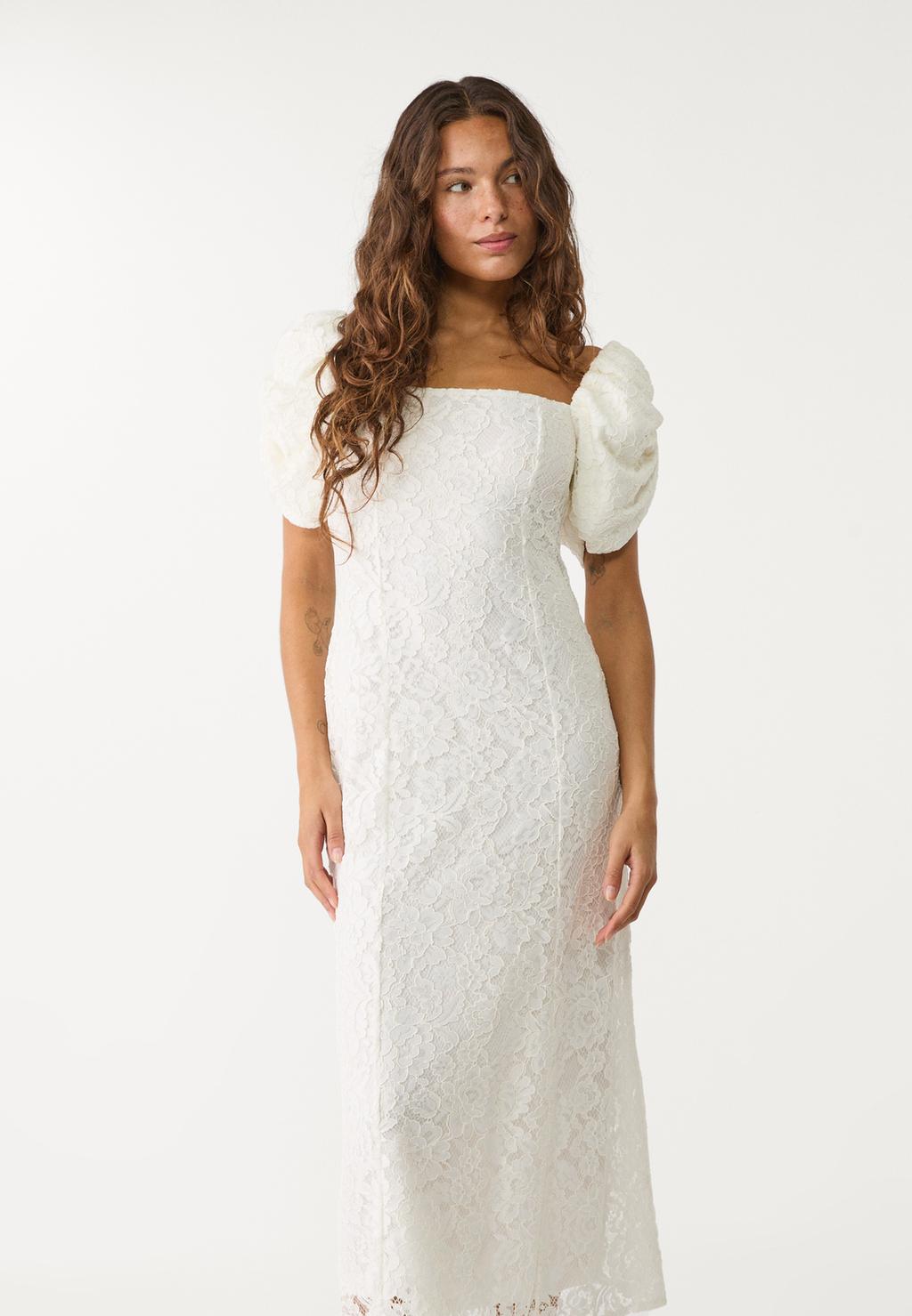 Lace-trimmed midi dress