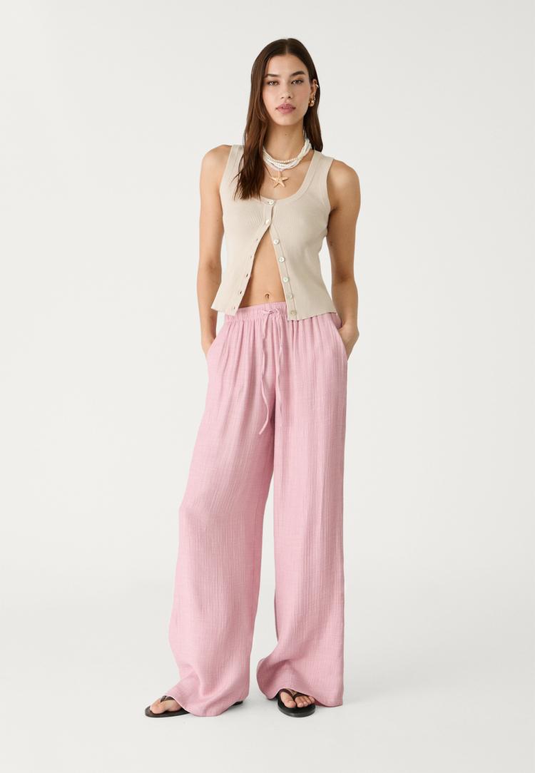 pantalon fluido largo textura