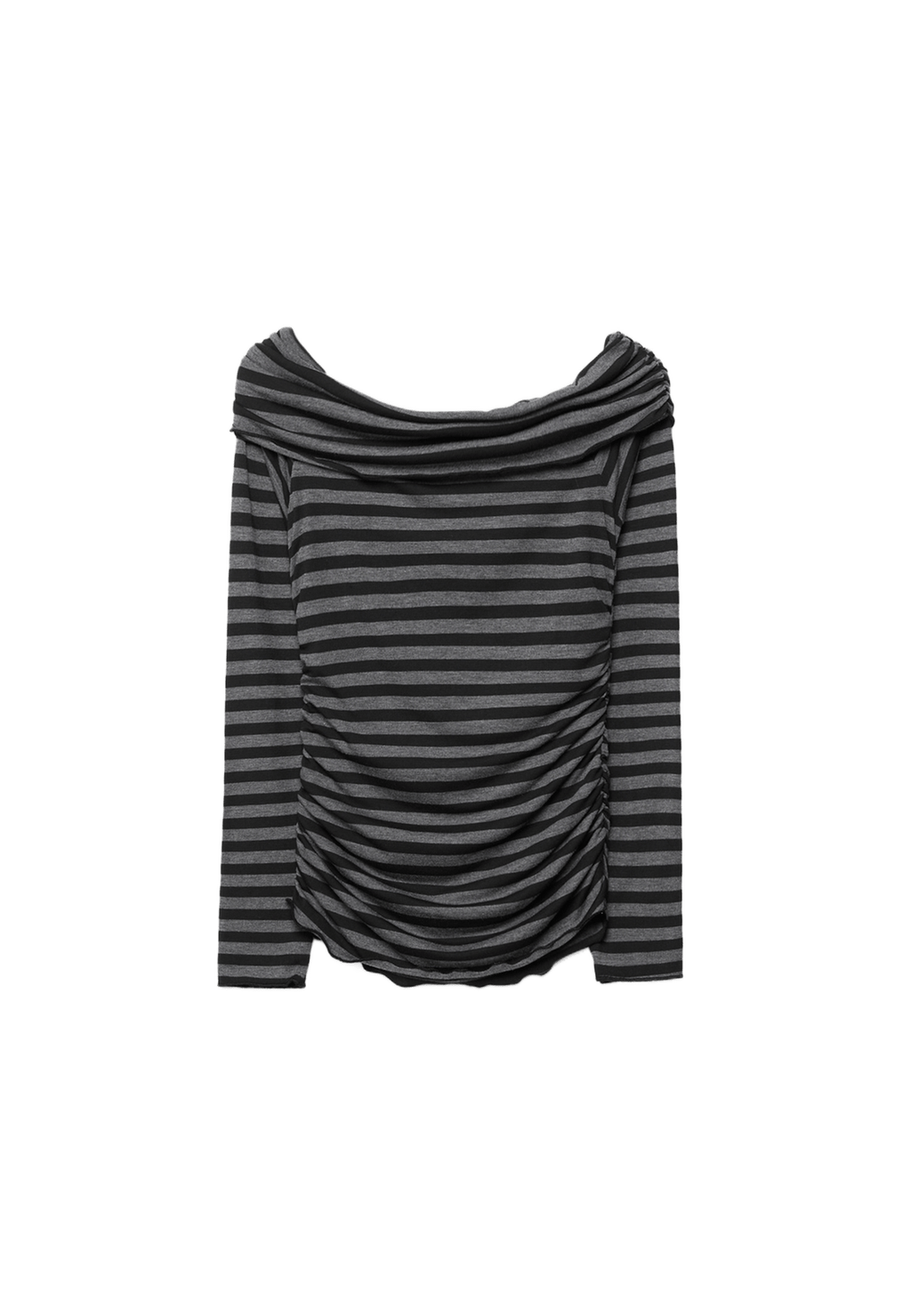 Camiseta frunce hombros descubiertos rayas