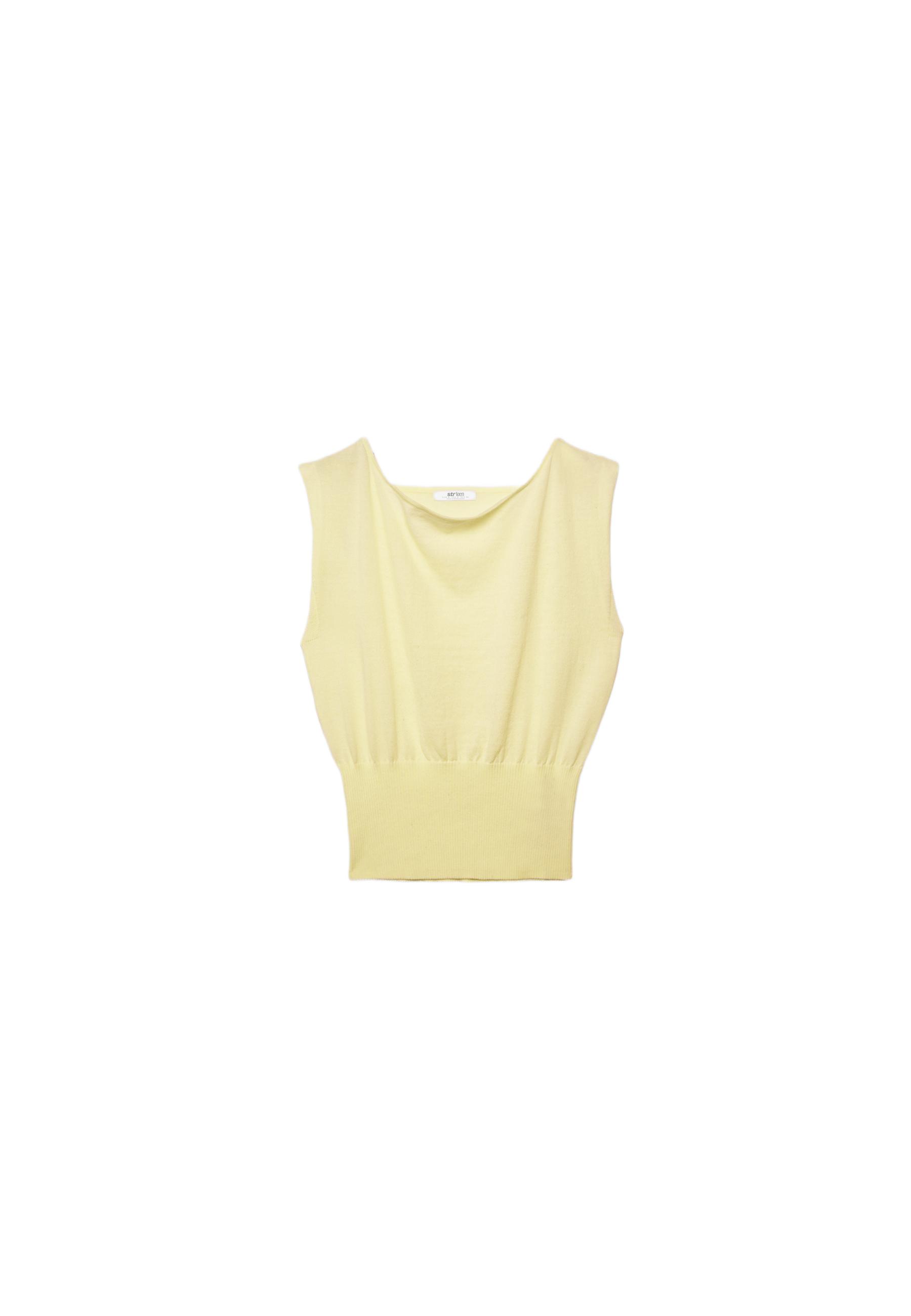 Knit top with sash — Pastel yellow