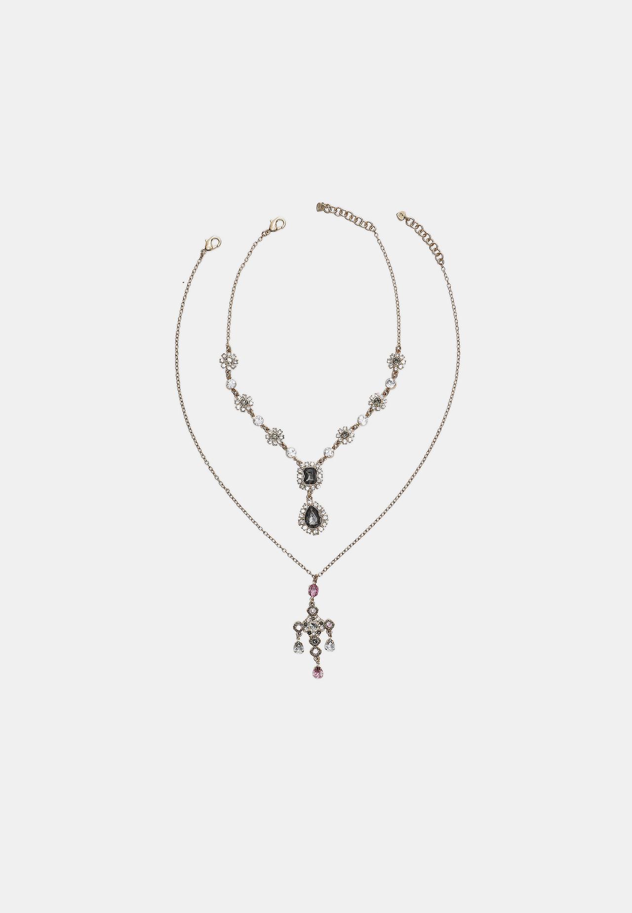 Set of 2 cross lariat necklaces — Khaki