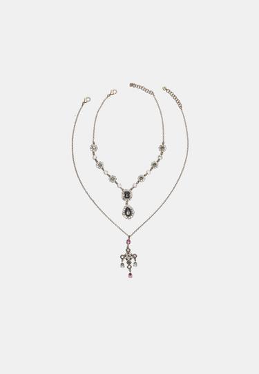 Set of 2 cross lariat necklaces — Khaki 5