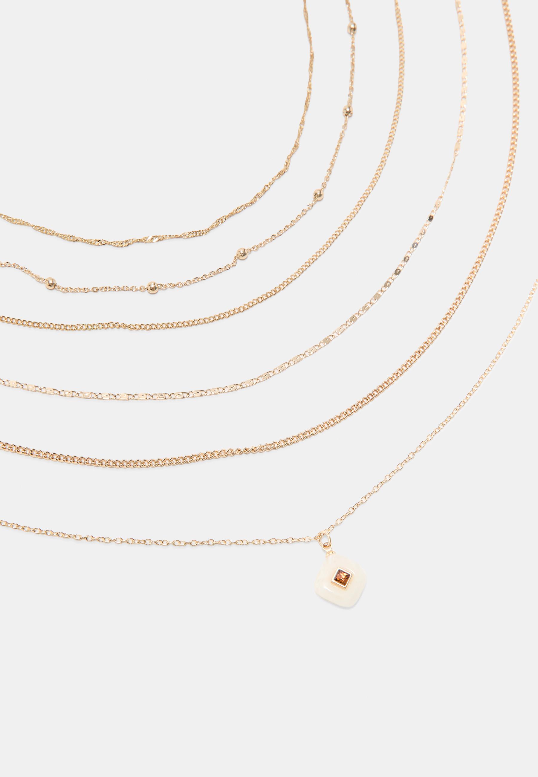 Set of 6 charm necklaces — Gold