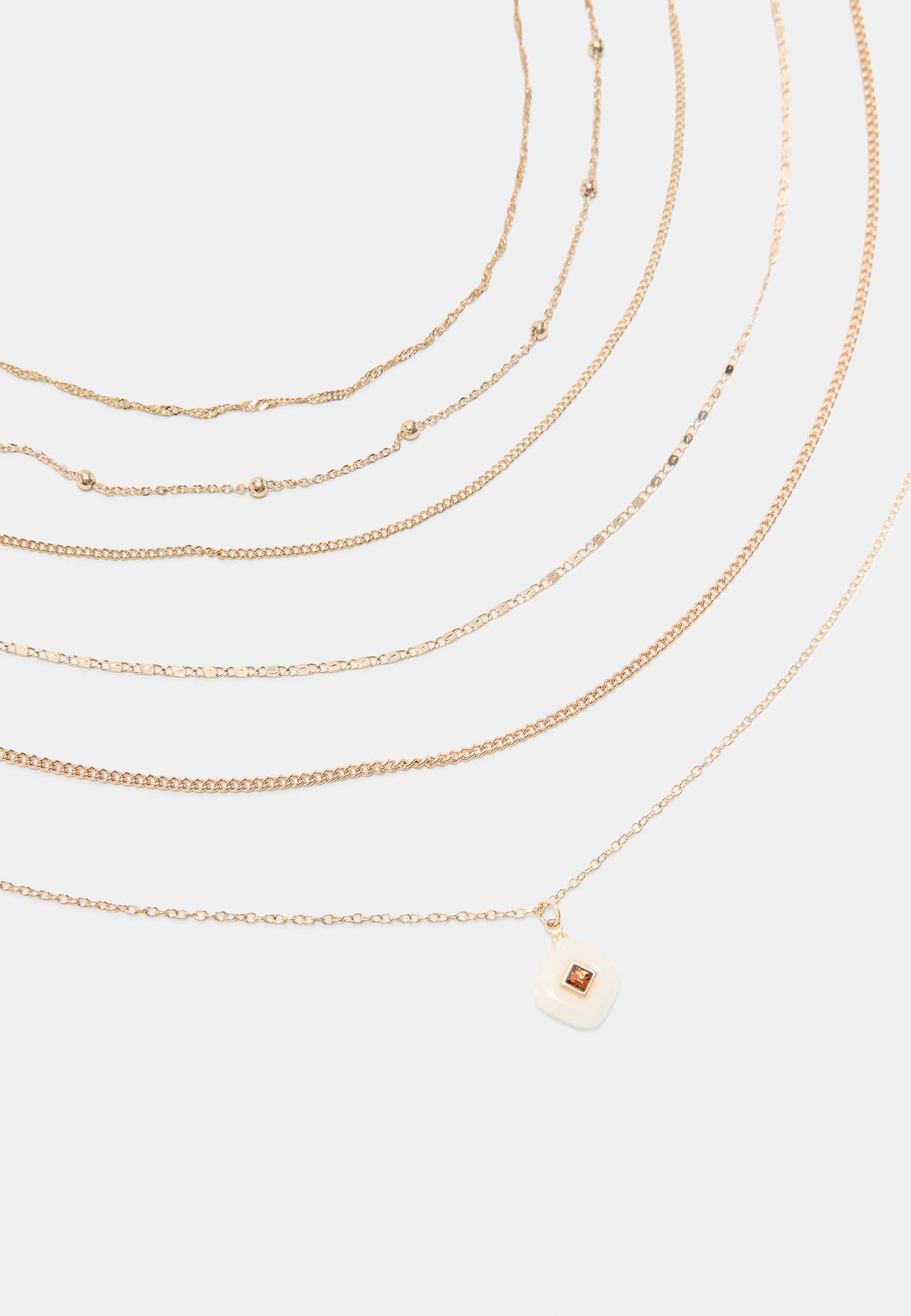 Set of 6 charm necklaces — Gold