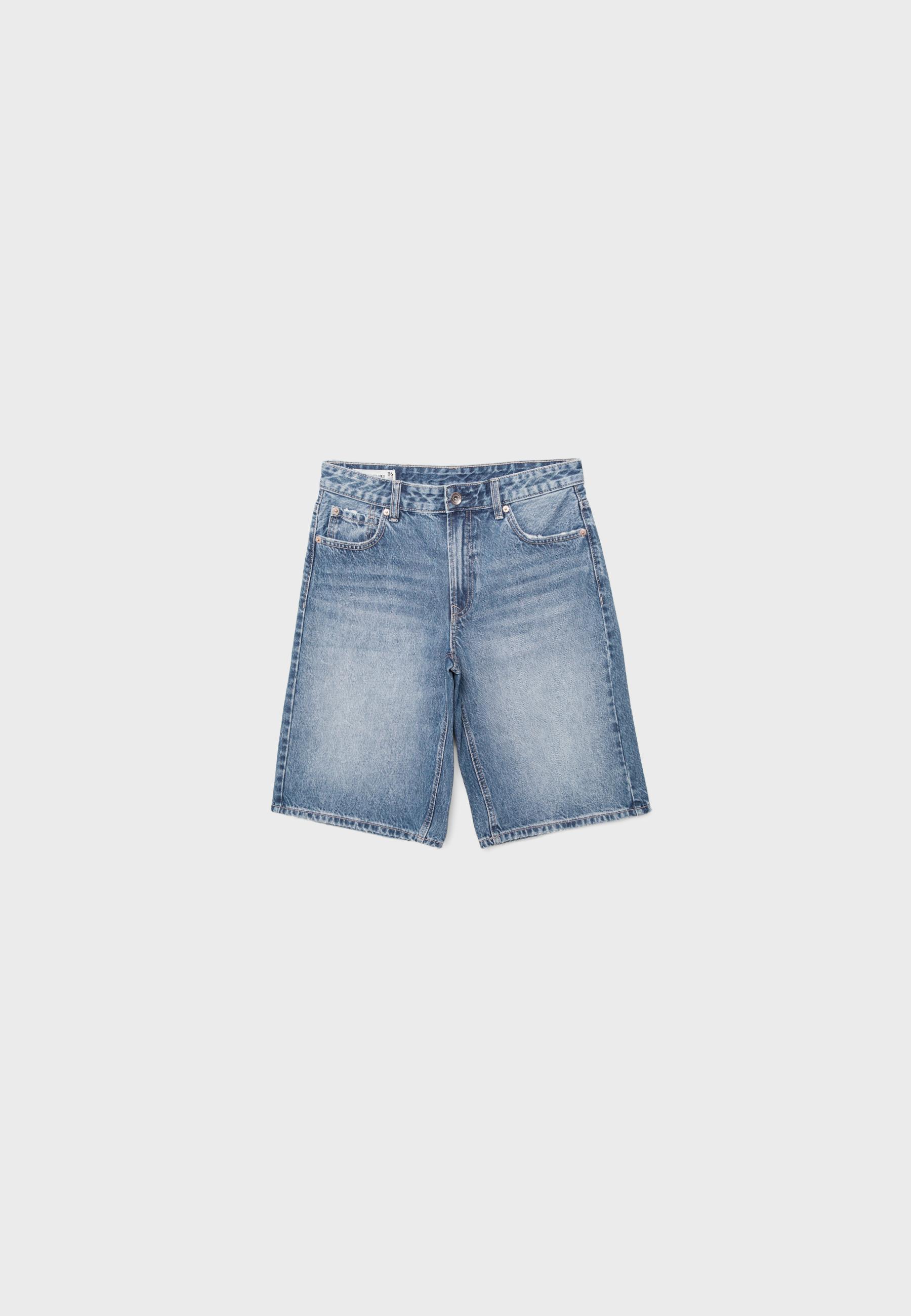 Baggy denim Bermuda shorts — MEDIUM LIGHT BLUE DENIM