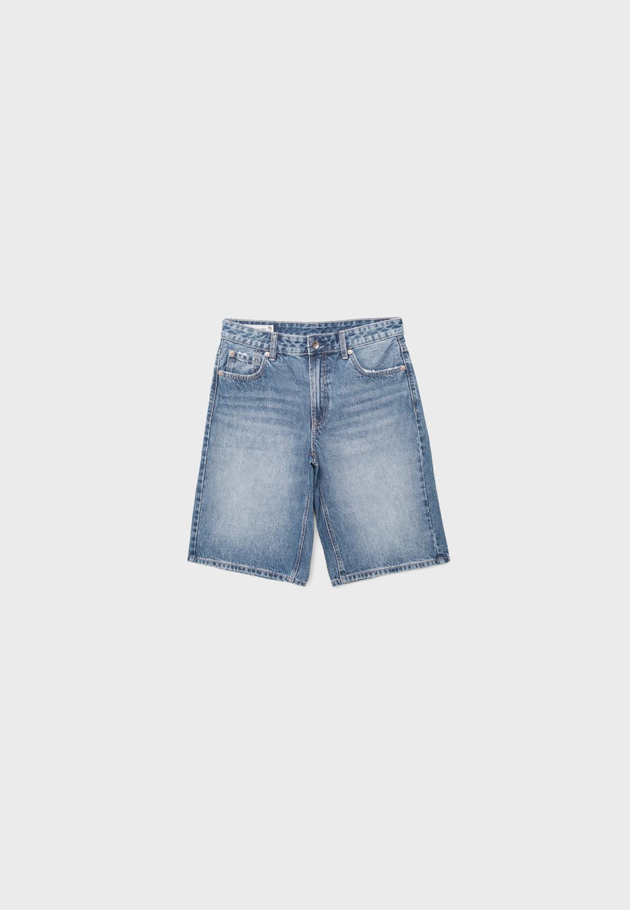 Baggy denim Bermuda shorts — MEDIUM LIGHT BLUE DENIM