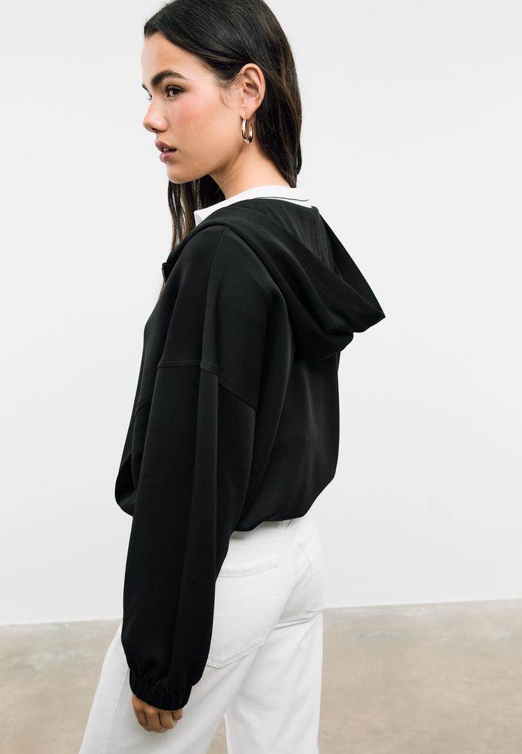 sudadera capucha abullonada tacto suave