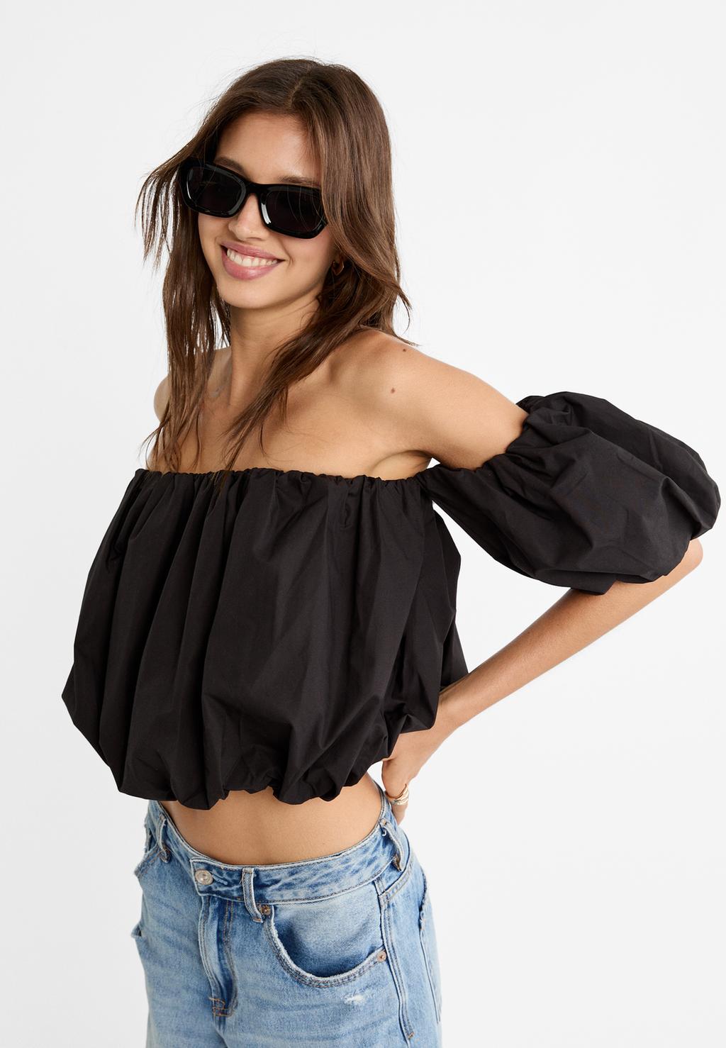 Off-the-shoulder balloon top