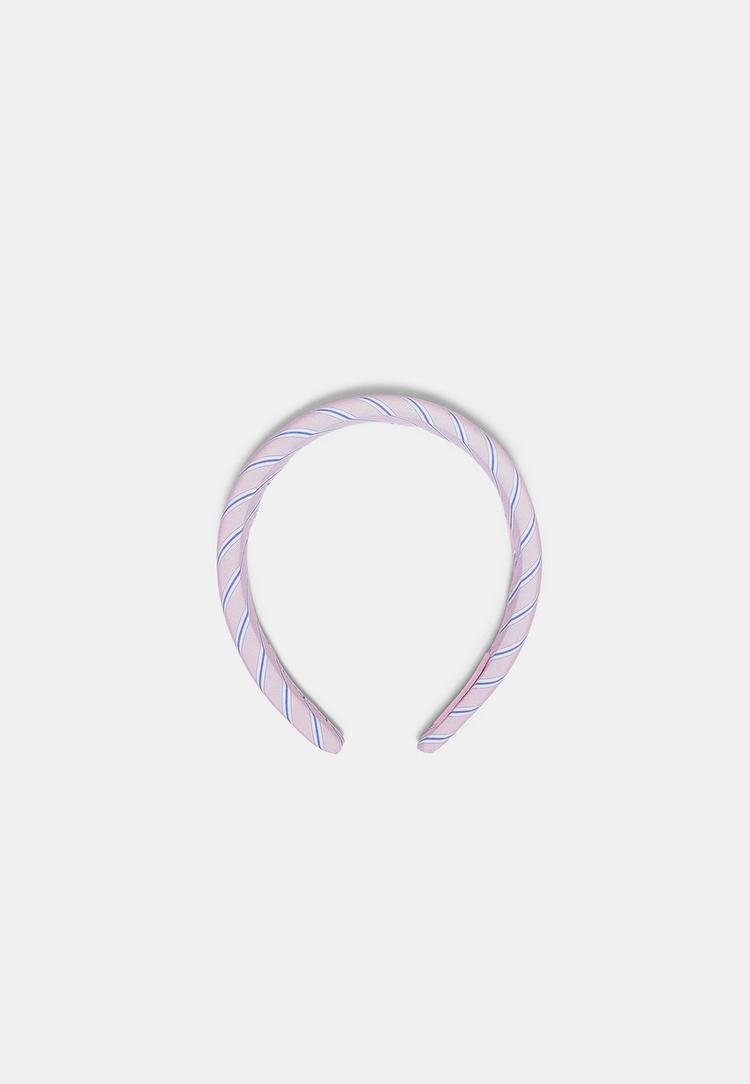 Stradivarius Σκληρή Στέκα Μαλλιών Ριγέ Παστέλ Ροζ Os