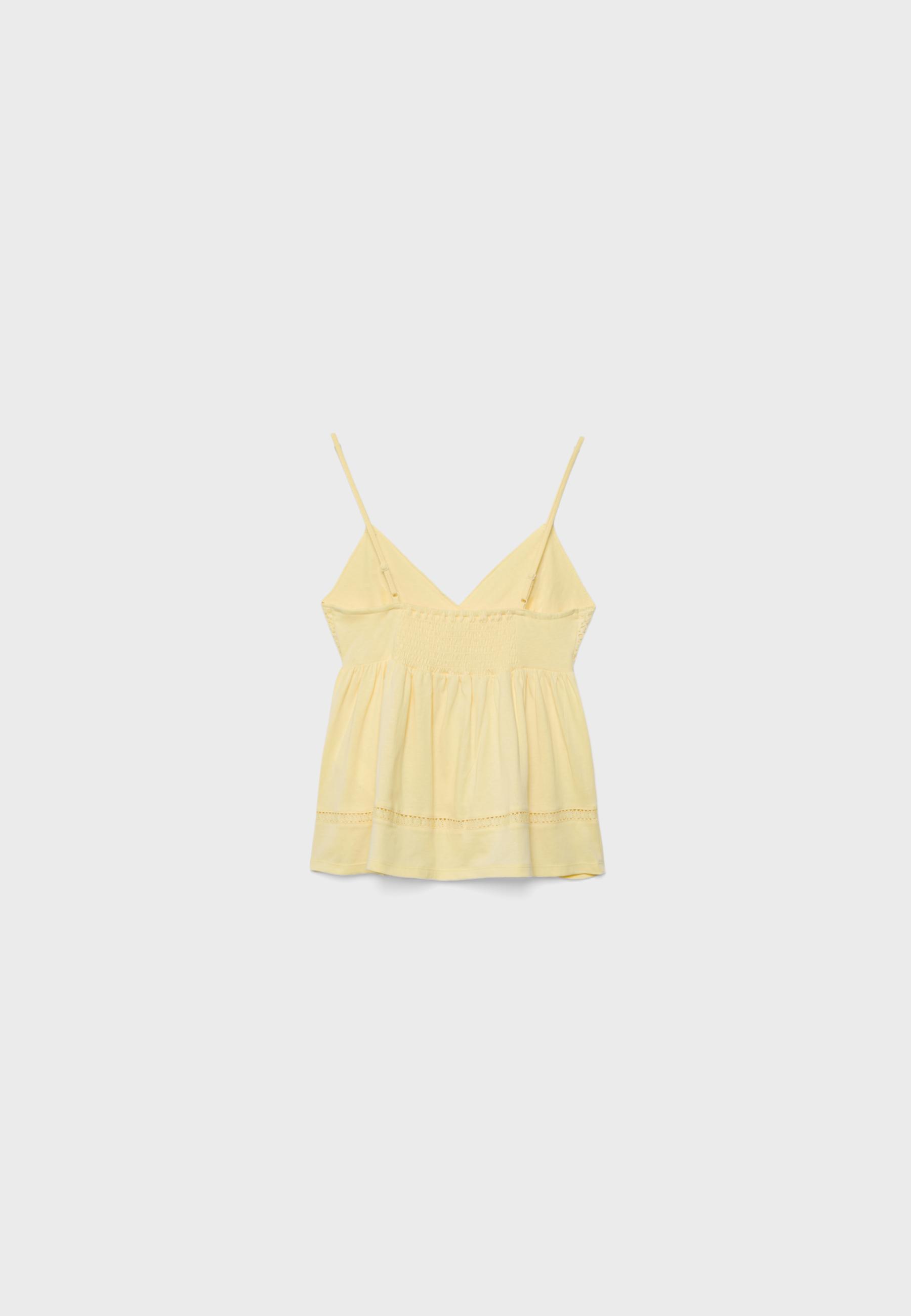 Crochet strappy top — Pastel yellow