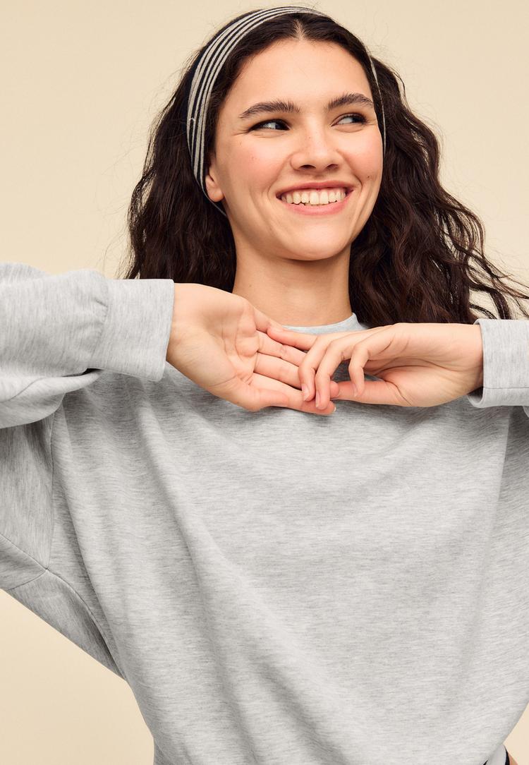 yumusak dokulu yarasa kollu sweatshirt