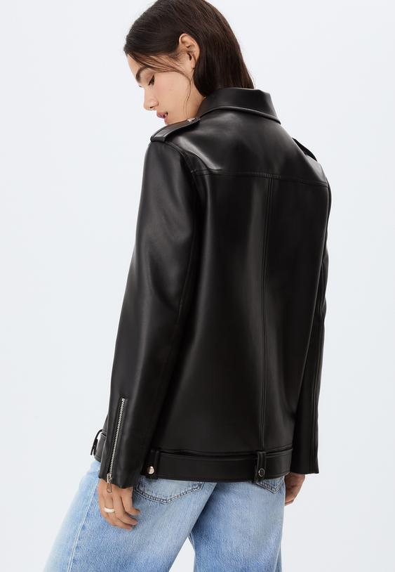 oversized faux leather biker jacket