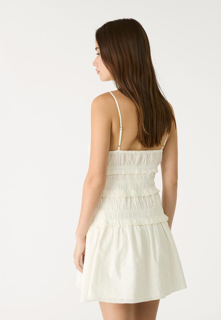 robe courte bretelles froncees