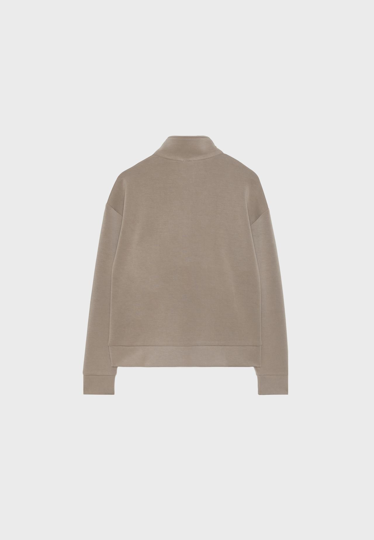 Soft-touch sweatshirt with zip — Beige