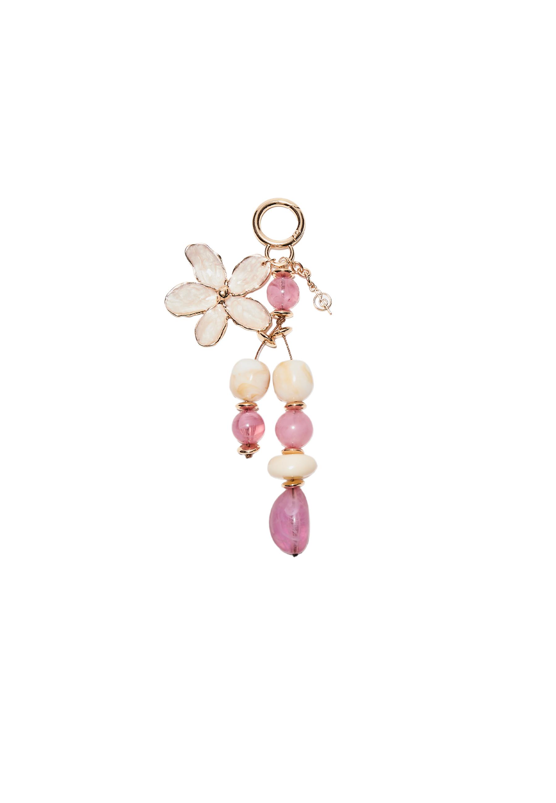 Enamelled flower charm keyring — Gold