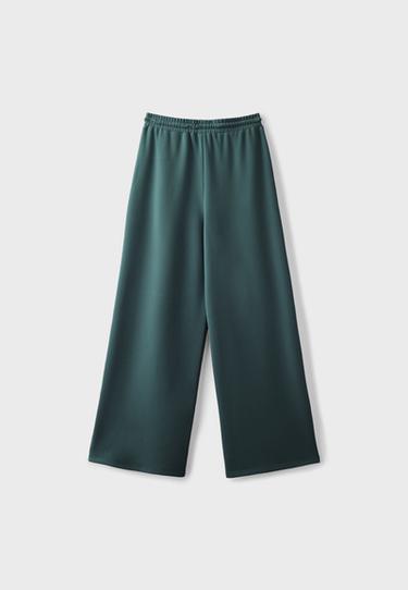Soft-touch palazzo jogger trousers — Khaki 8