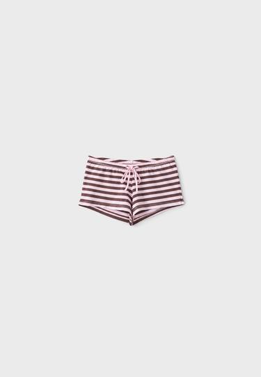 Striped mini shorts — Pale pink 7
