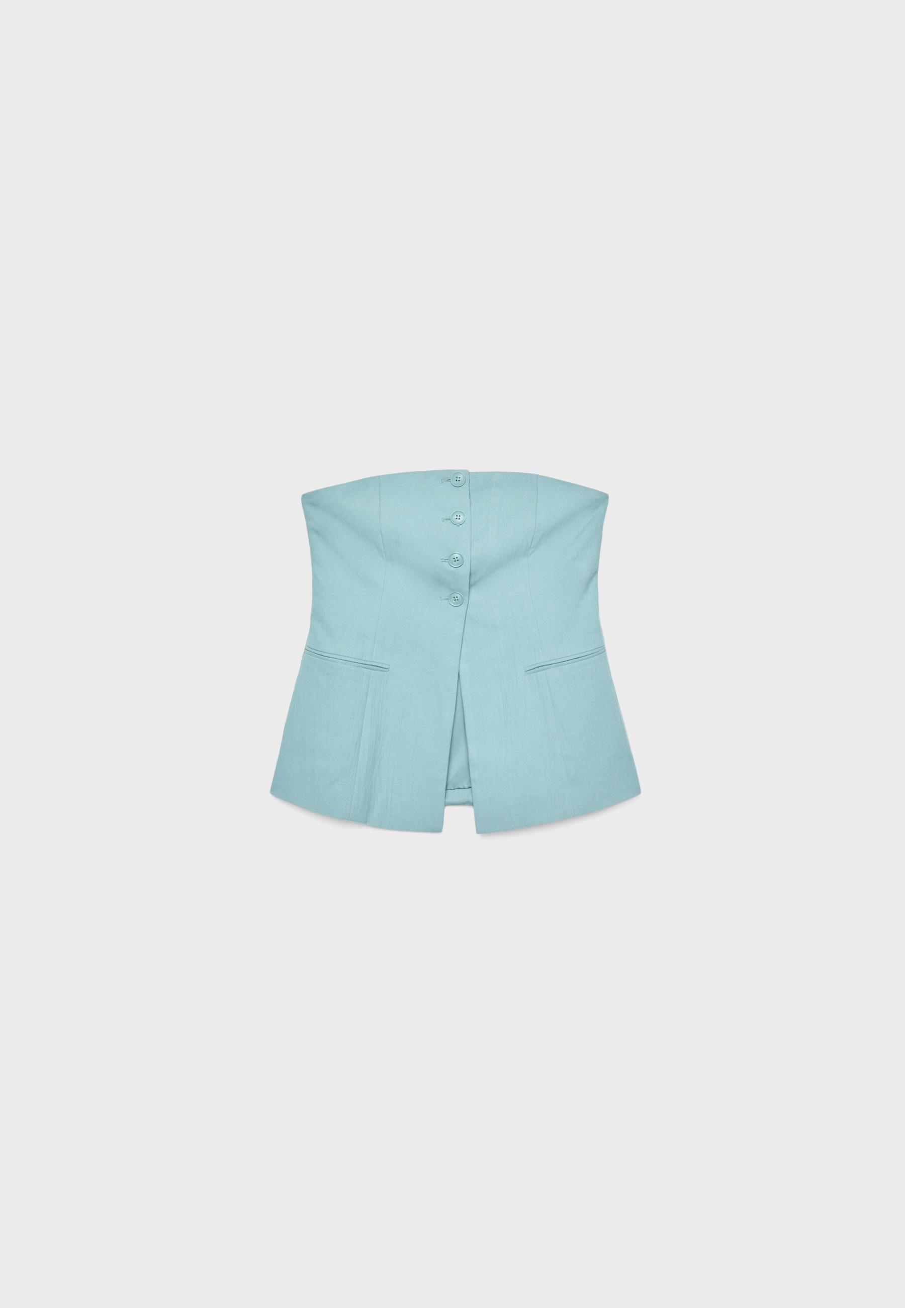 Textured bustier top with buttons - Women's fashion