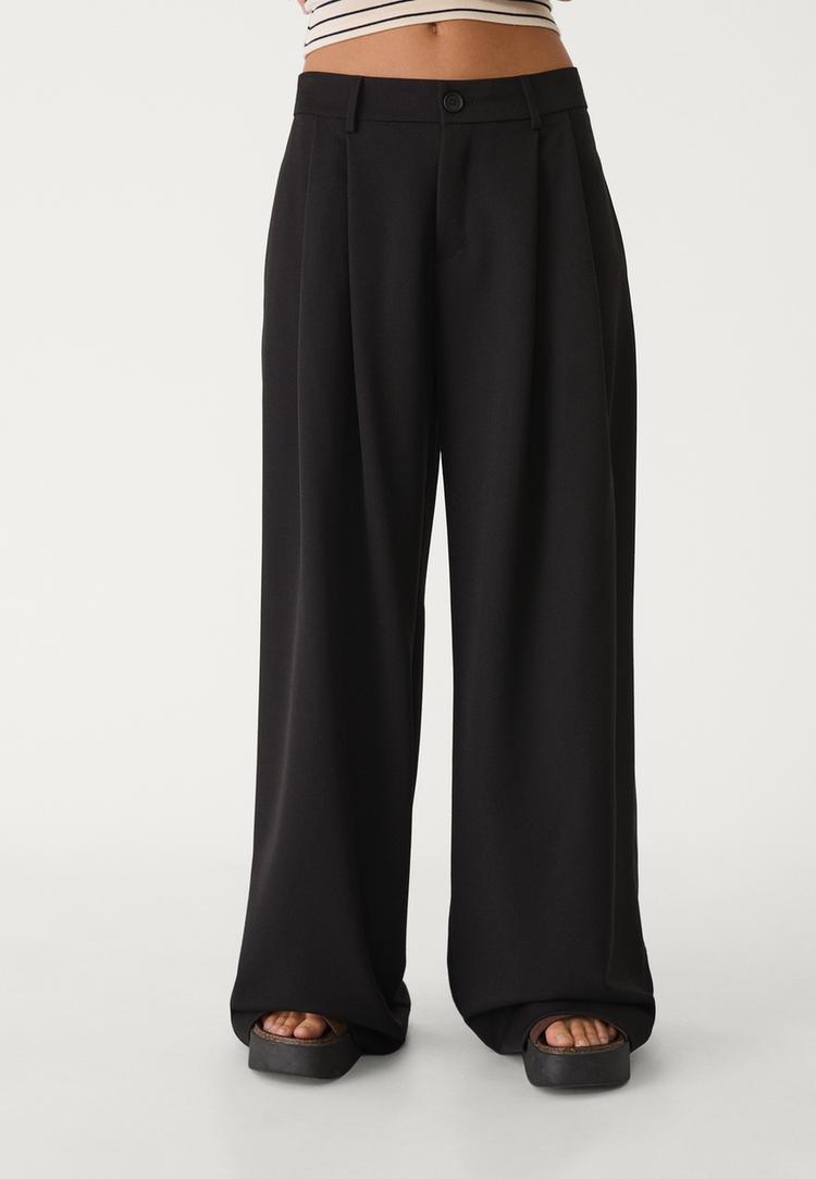pantalon vestir wide leg pinzas