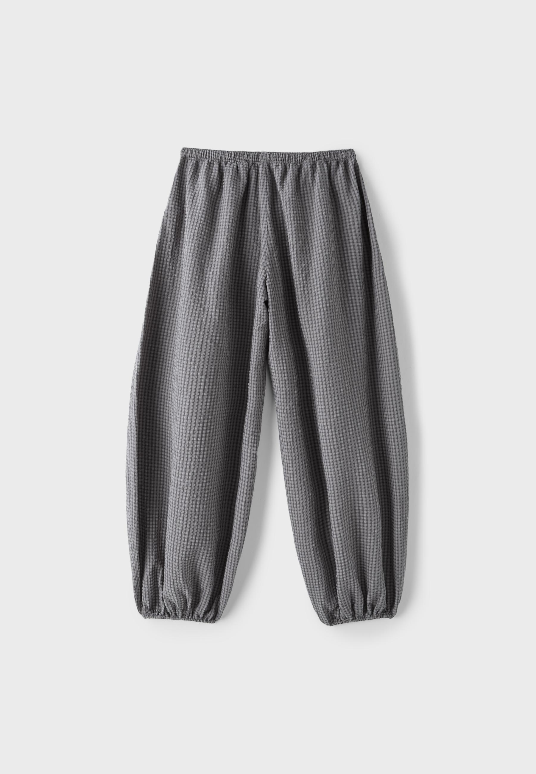 Check voluminous trousers — Dark grey