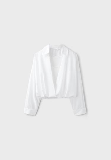 Two-material balloon shirt — White 7
