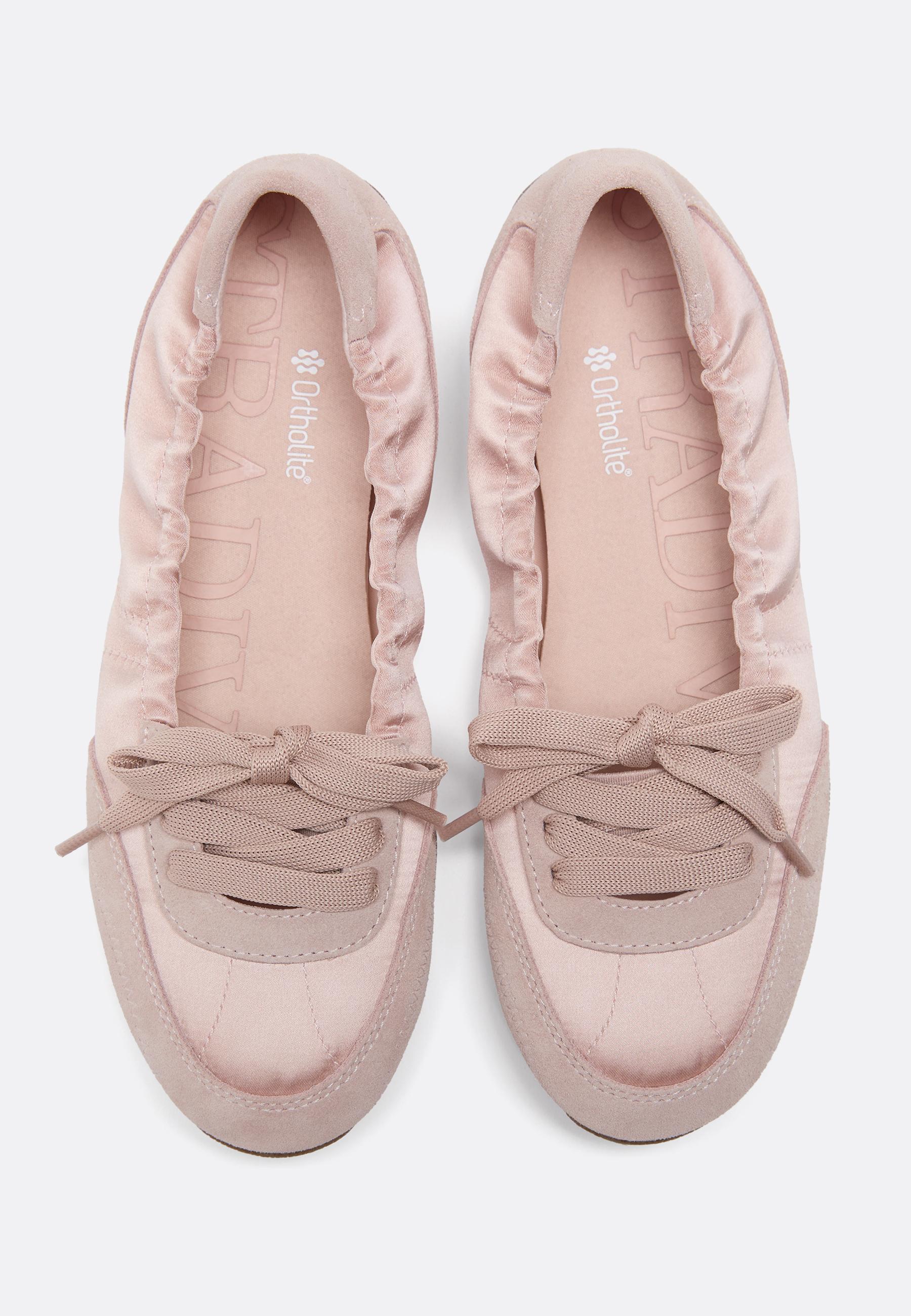 Sports ballet flats with leather details — PINK