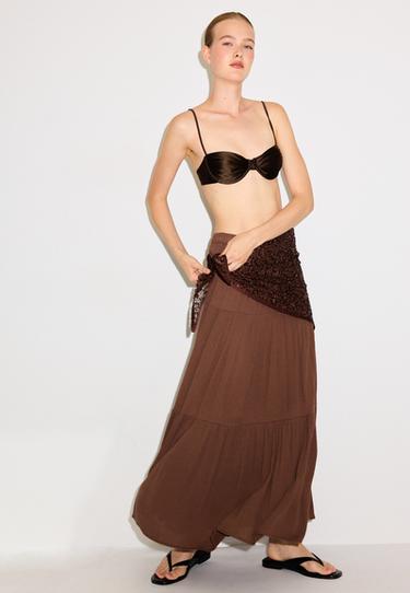 Sequin net scarf — Brown 4
