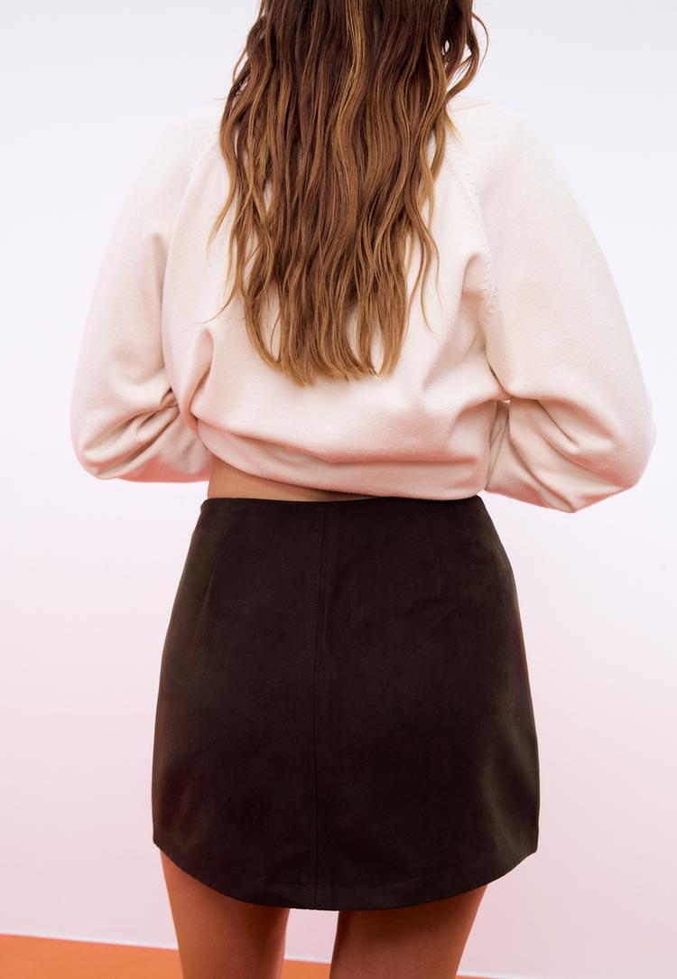 faux suede mini skort