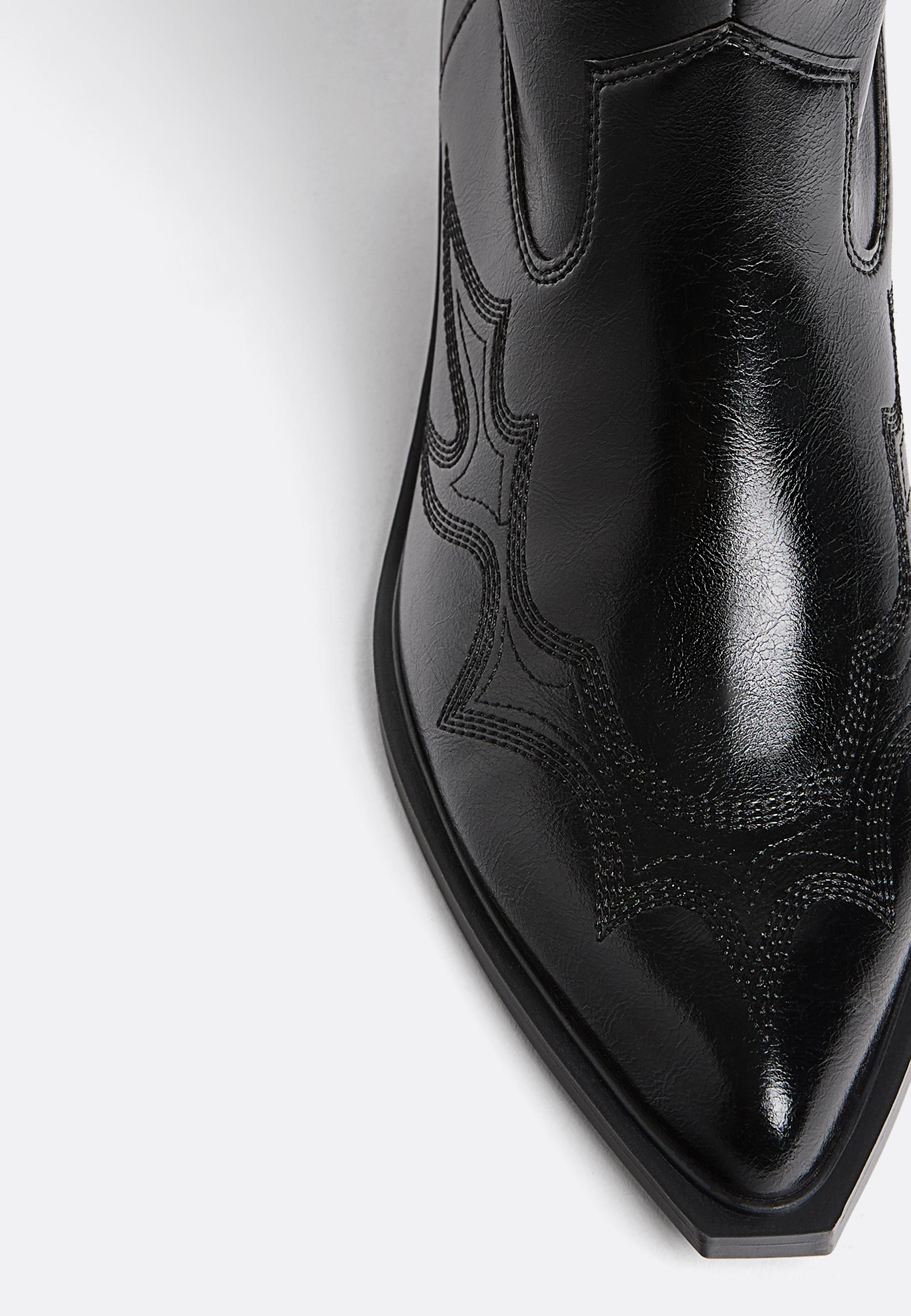 Heeled cowboy ankle boots — BLACK