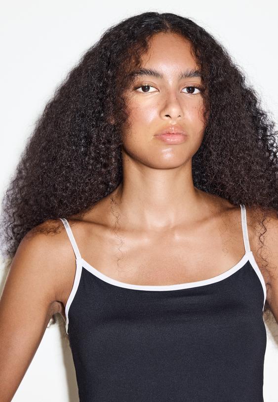 Stradivarius Polyamide Strappy Top Black Xl