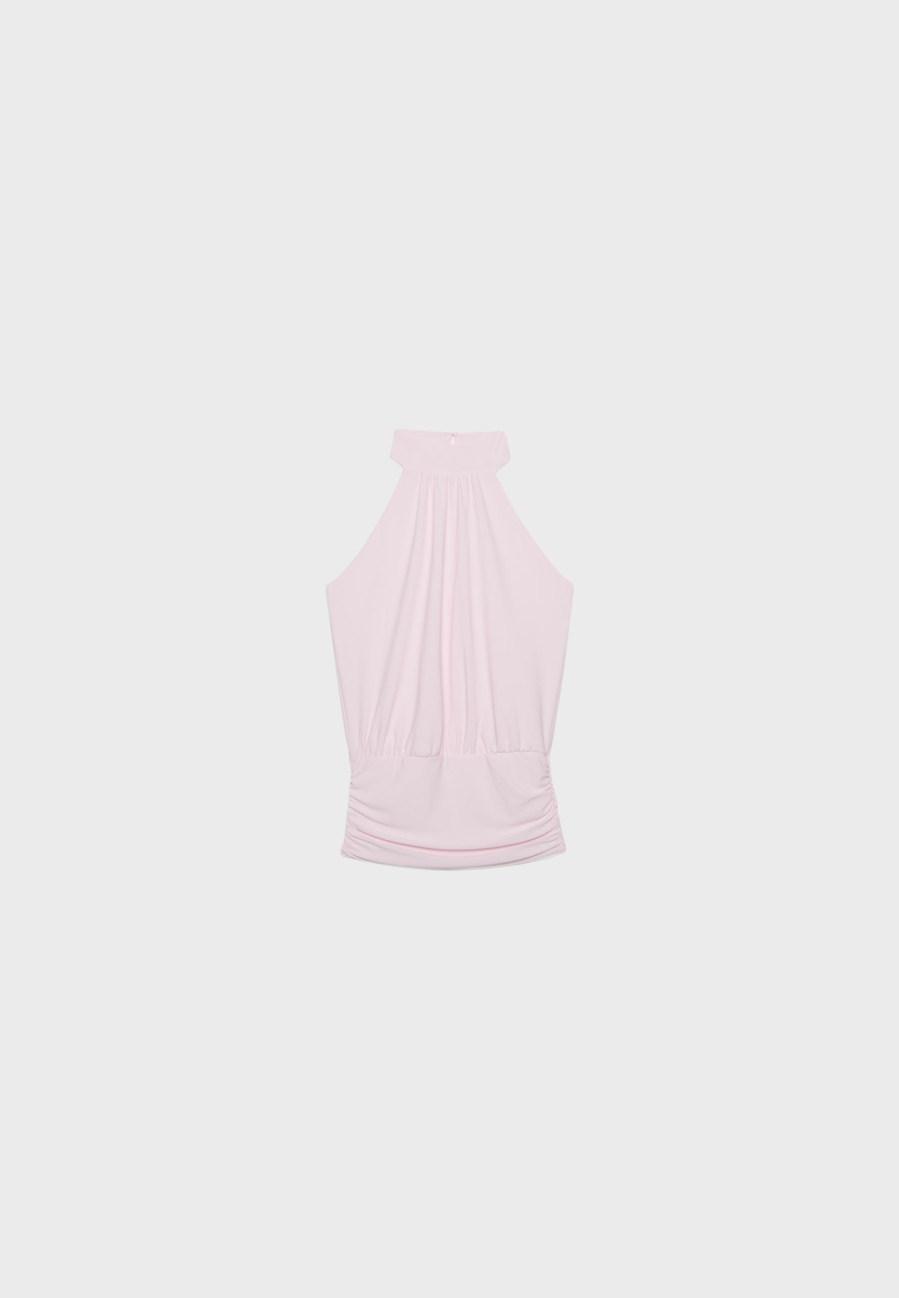 Puff-effect halter top — Salmon pink