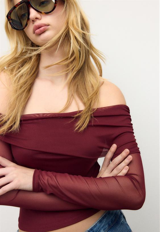 camiseta asimetrica tul