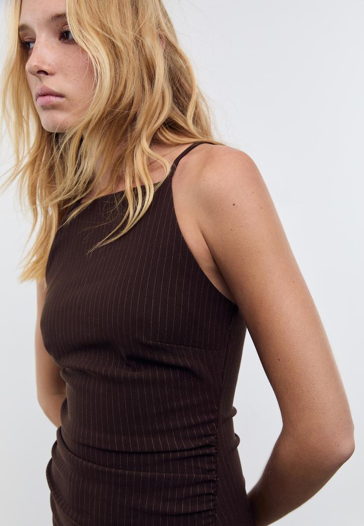 vestido halter midi rayas
