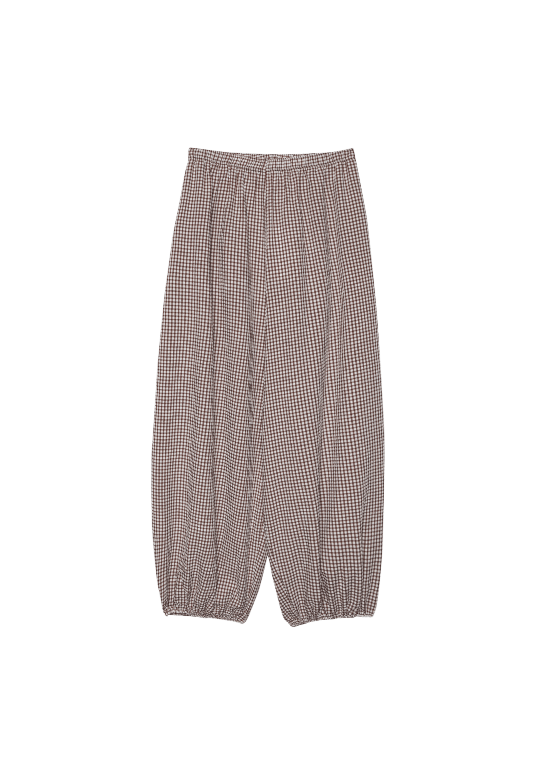 Checked print voluminous trousers — Terracotta