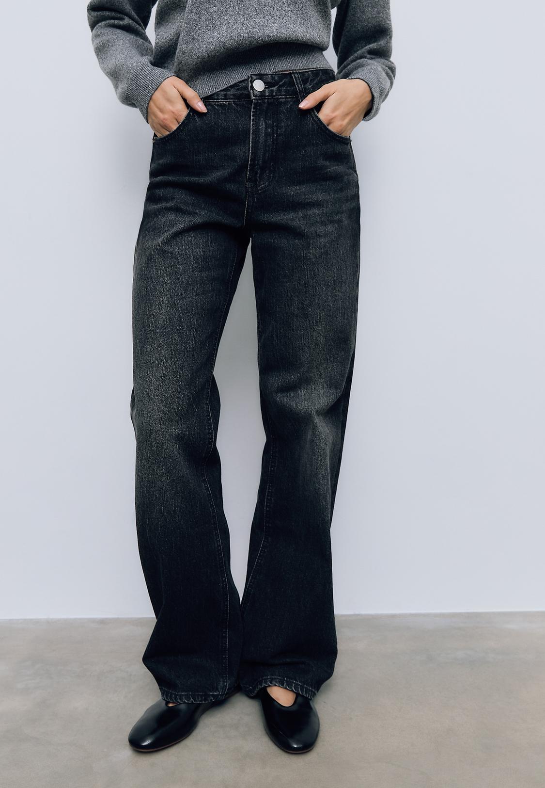 Jeans Donna Jeans Neri Con Tasche Laterali Jeans Skinny A Vita