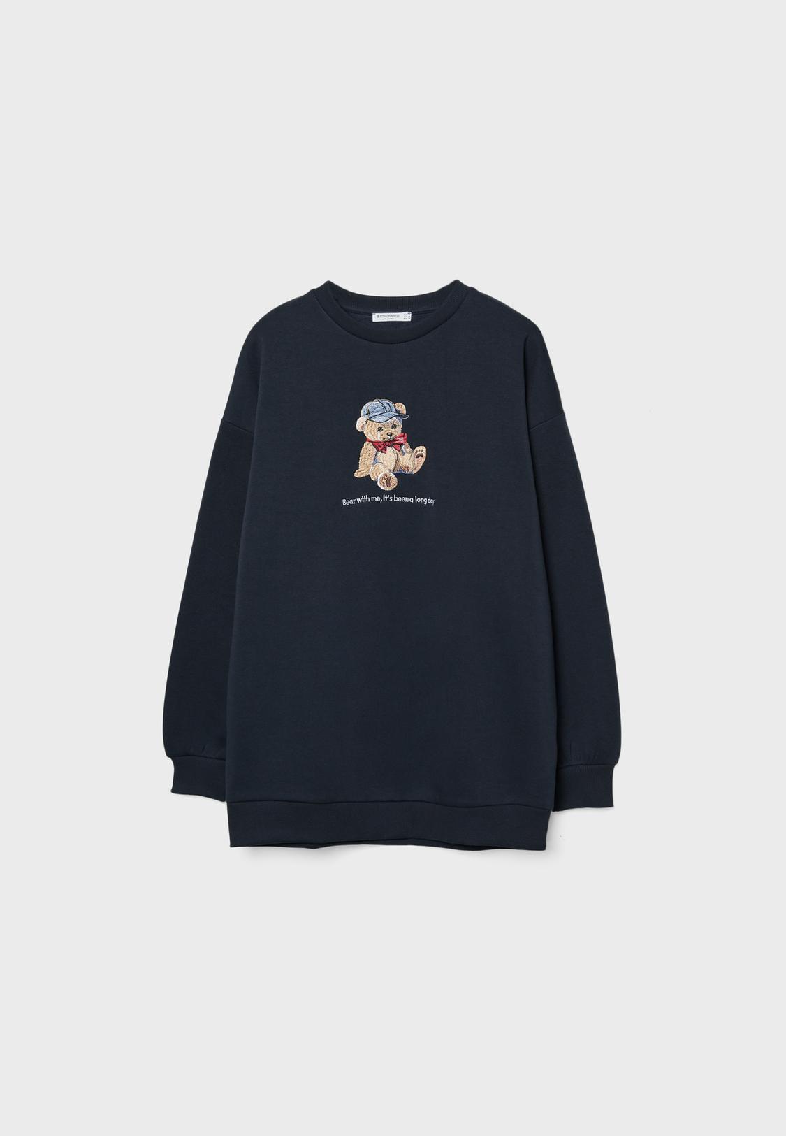 Sudaderas De Mujer En Stradivarius Sudadera Oso Bordado