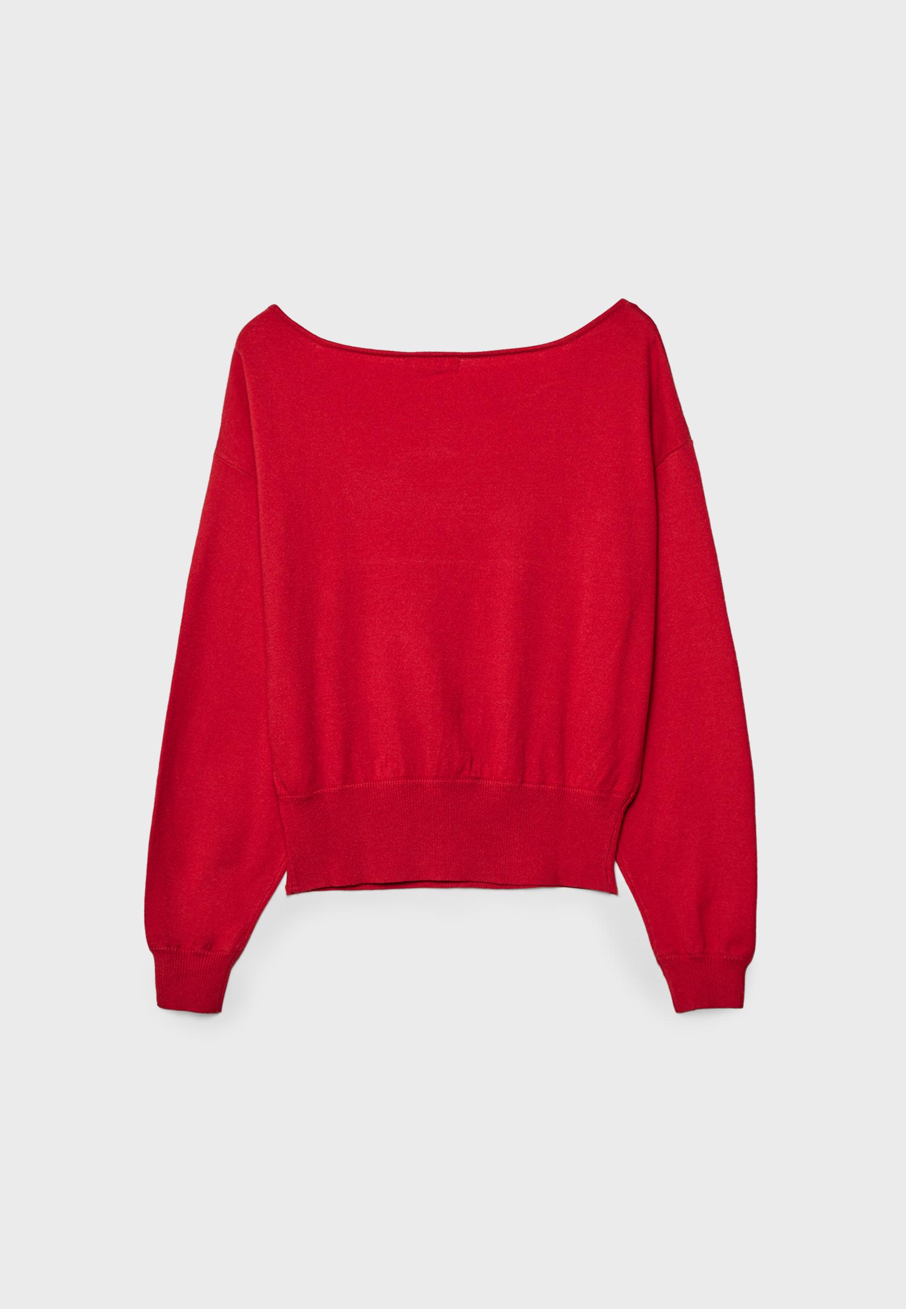 Asymmetric knit sweater — Red