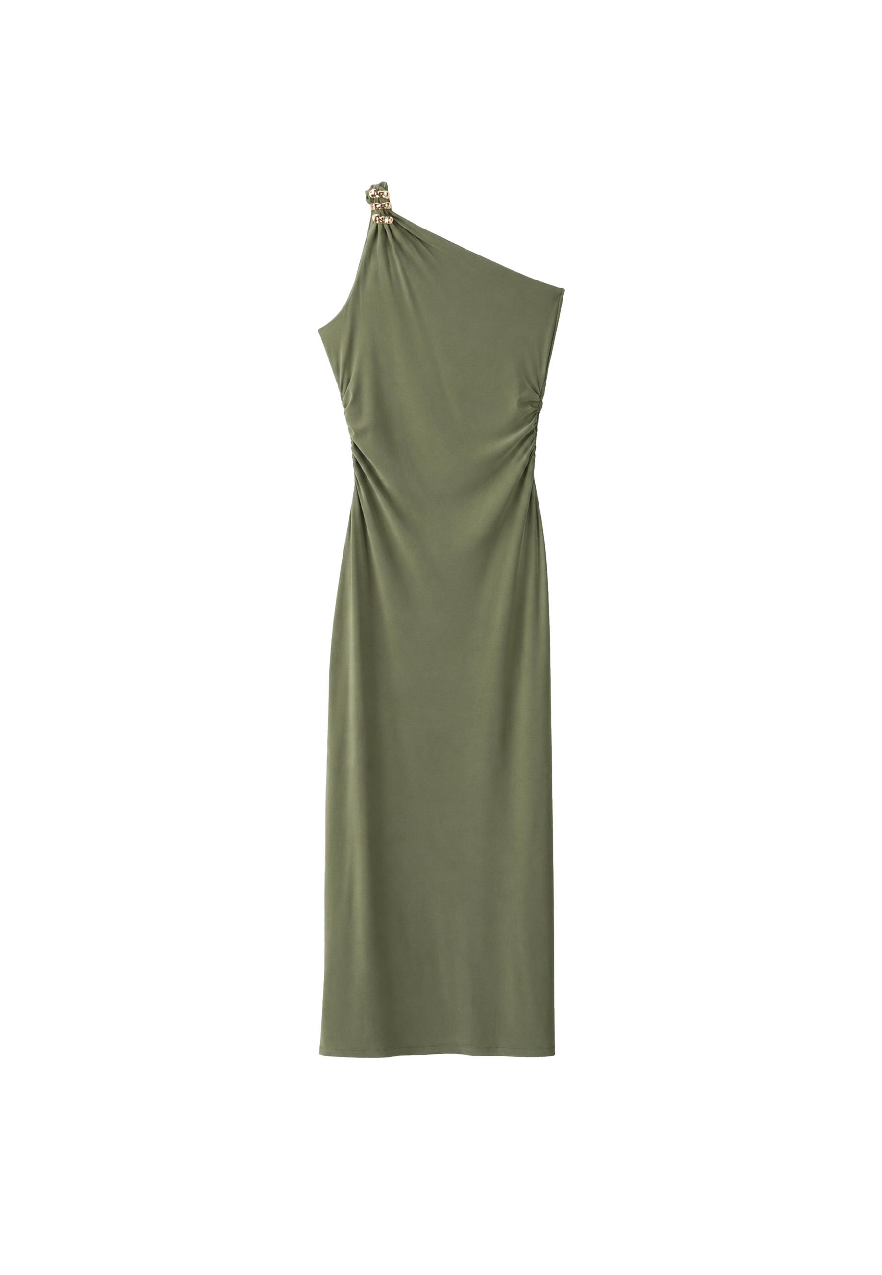 Metallic detail dress — Khaki