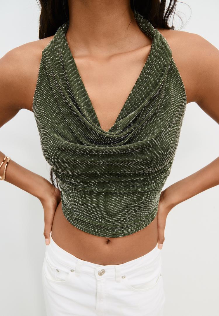 top a encolure americaine scintillant