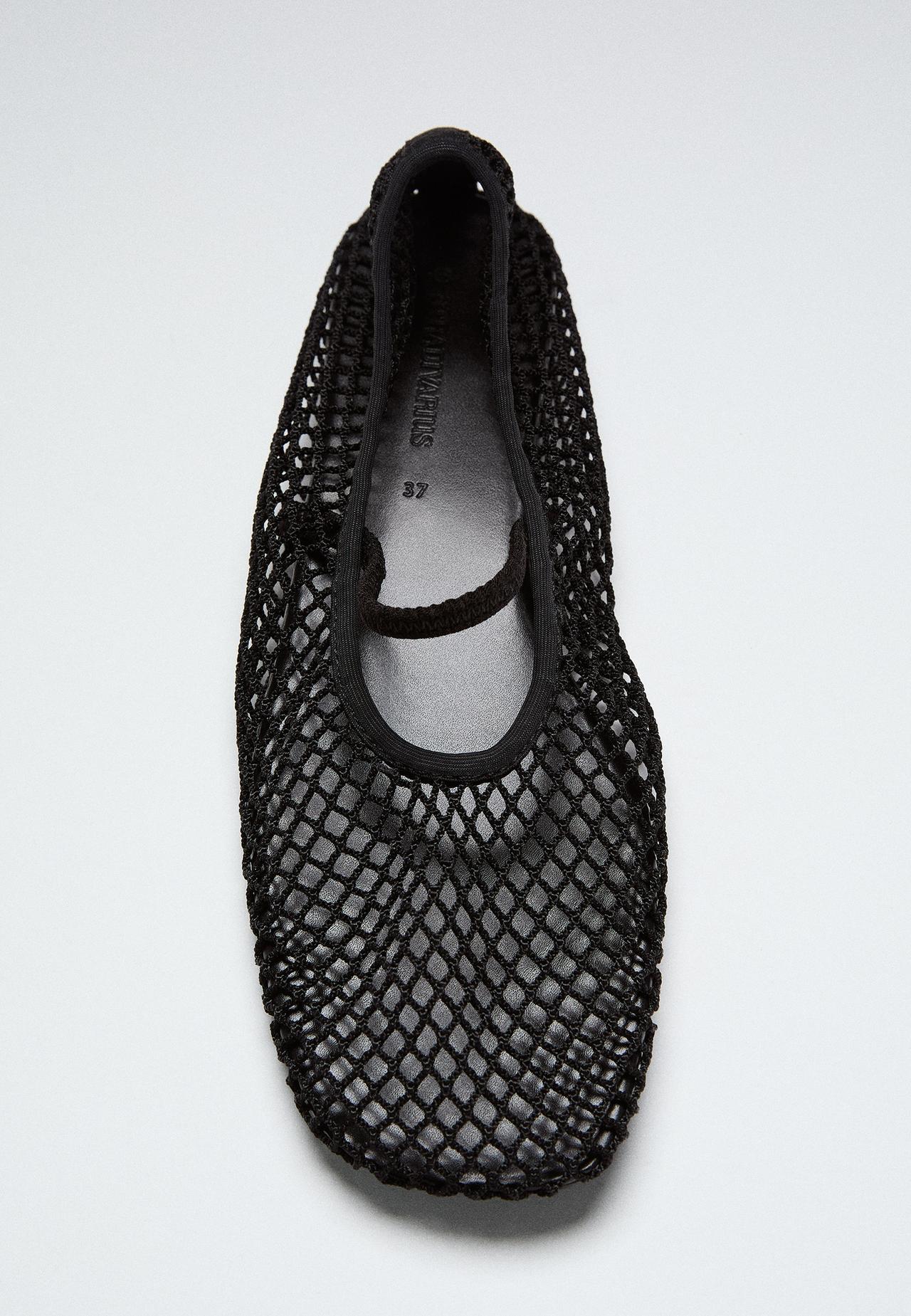Mesh strap ballet flats — BLACK