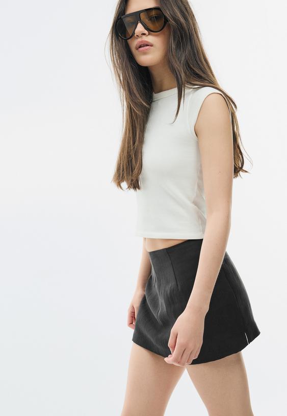 Stradivarius Jupe-Culotte Mini Noir M